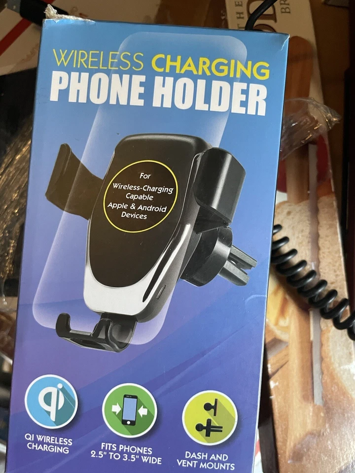 Держатель для телефона беспроводной зарядки Apple и Android устройство QI крепление на приборную панель и вентиляционную решетку - Изображение 2 из 2