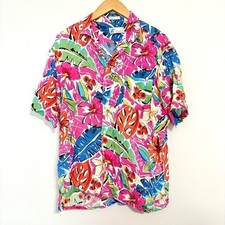 Islander Hawaiian Vintage Vibrant Colorful Floral Men's Shirt Size Large