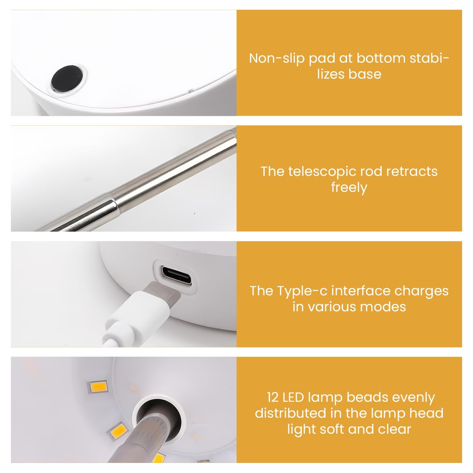 Lampe table sans fil hauteur variable éclairage LED USB bureau - 3