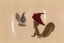 Original Production Cel (Disneyland Art Corner Piece) of Owl and Squirrel from S