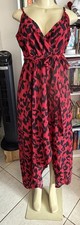 SHEIN Red Black Animal Print Wide-Leg Sleeveless V-Neck dress L