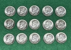 Roosevelt Silver Dime Lot of 15 - Better Looking Intrinsic Silver - 👀!!