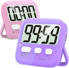Antonki 2 Pack Digital Timer for Kids, Magnetic Countdown Kitchen Timers for Coo