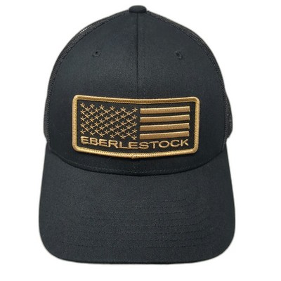 Yupoong Trucker Hat Black One Size Eberlestock American Flag Snapback Mesh Cap