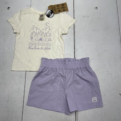 Avalanche Girls 6X Purple 2 Piece Tee & Shorts Set Sleep Under The Stars
