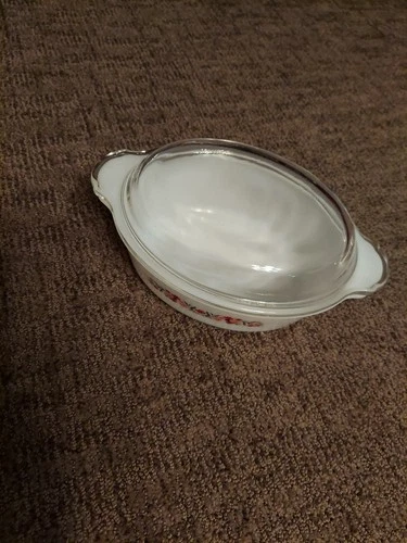 Vintage Fire King Primrose 1.5 Qt Backward Stamp Casserole Dish with LID #467