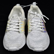 The Children's Place Girls' Glitter Iridescent Lace Up Athletic Sneakers White