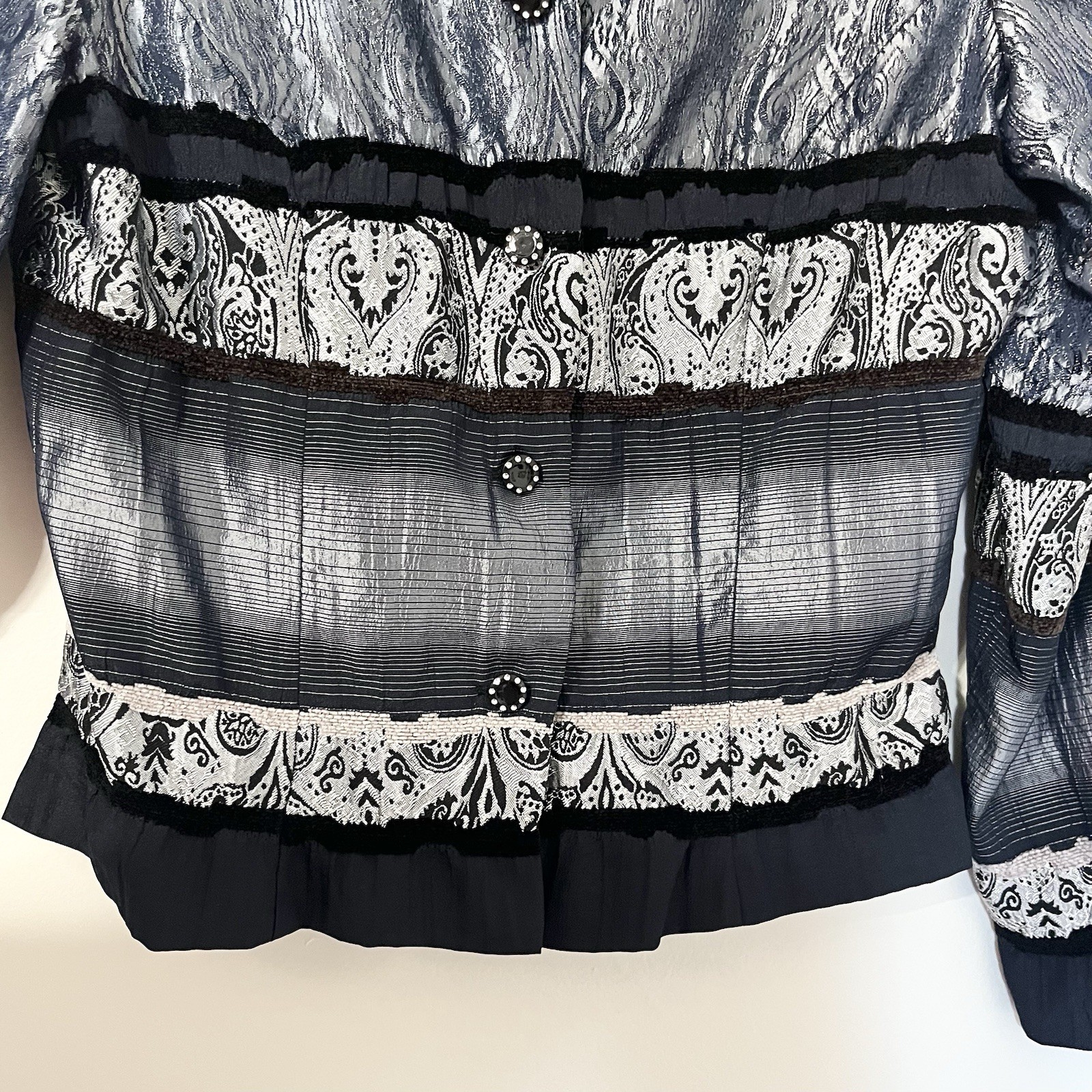 Metallic Paisley Patchwork Jacket Black Gray Y2K … - image 7