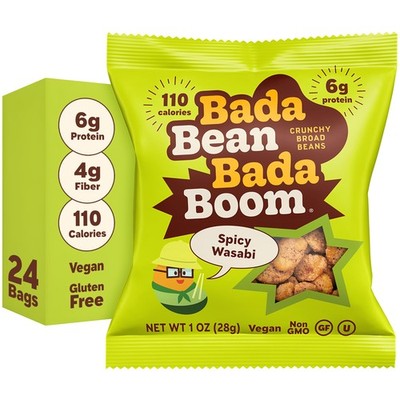 Bada Bean Boom, Crunchy Roasted Broad 1 Ounce (Pack of 1), Spicy Wasabi