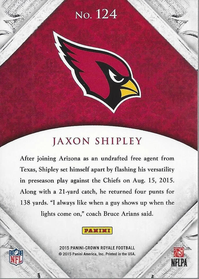 2015 Crown Royale Retail Bronze #124 Jaxon Shipley - FB - Image 2 of 2