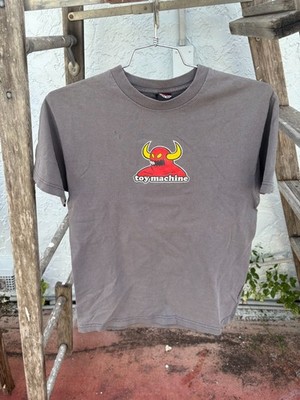 Vintage Toy Machine Skateboards Monster Logo Tee M Grey Tum Yeto Tag Flawed
