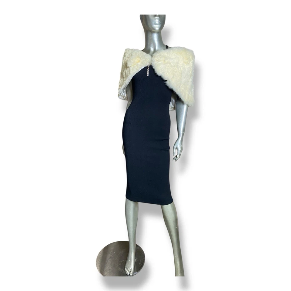 Vintage White Fur Stole Rabbit Shoulder Shawl Shrug Wrap - Image 2 of 4