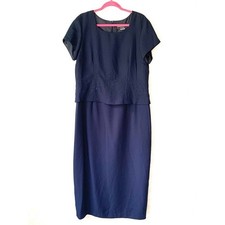 Jessica Howard Navy Formal Dress with Beadwork Mother of the Bride Large Wedding