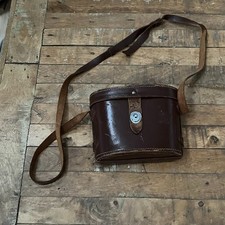 Vintage Brown Leather Binocular Case Red Lining  Leather Strap