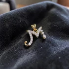 Pave 1/2 Cts Round Brilliant F/VS1 Diamonds Initial “M” Unisex Pendant 14K Gold