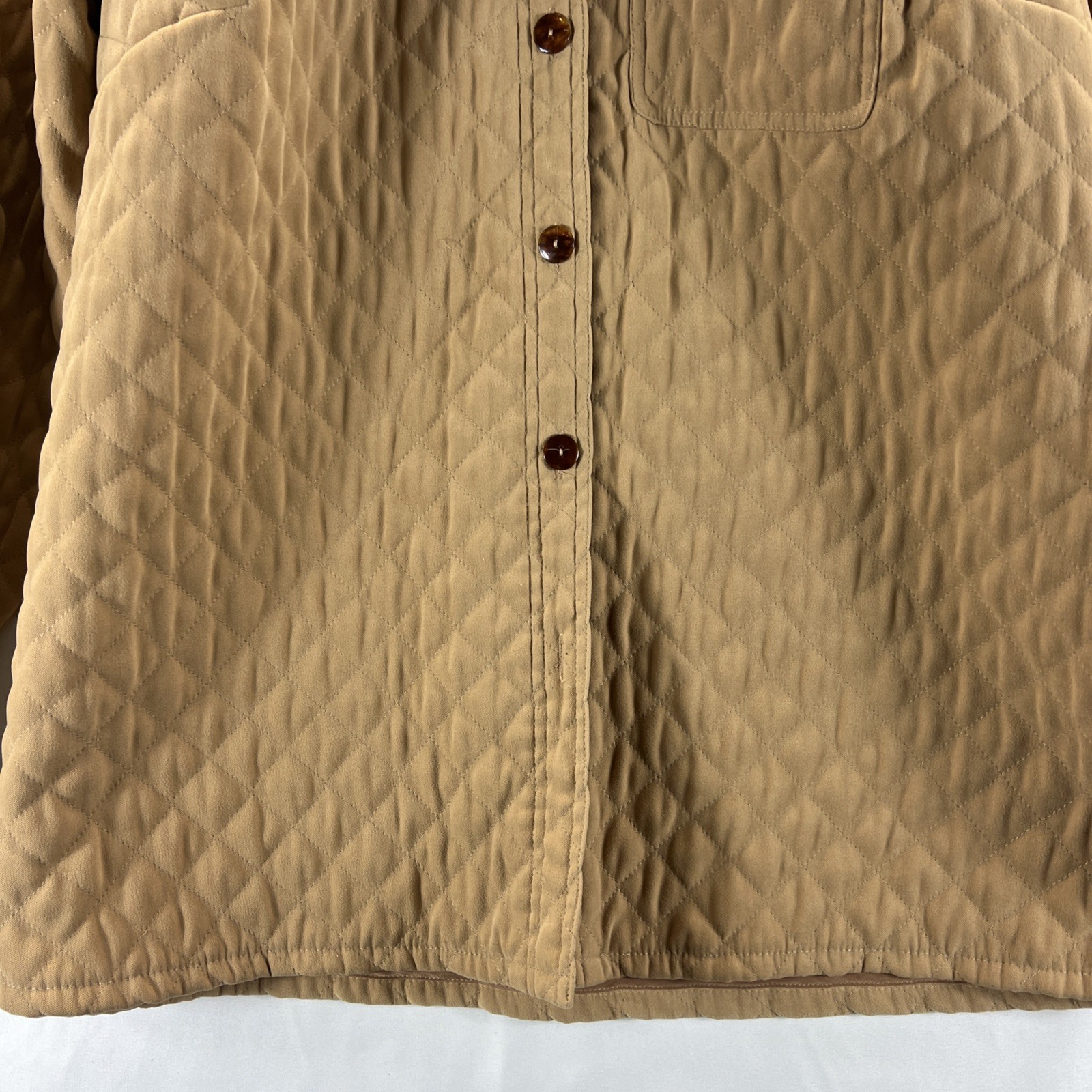 Talbots Beige Full Button Collared Quilted Jacket… - image 3