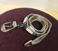 Silver Mesh Belt Sz 38 With Bead Enhancement 1234D