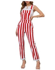 Overalls for Women Fashion Jumpsuits Striped Pants Large Red and White Striped