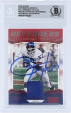 Lawrence Taylor Giants Signed 2019 Panini Score Defenders Relic D-14 BAS 10 Card