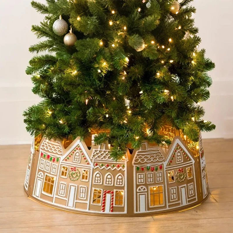 Gingerbread House Christmas Tree Collar LED Christmas Tree Decor Tree Skirt - Image 4 of 4