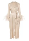 Gilda & Pearl Luxury Camille Silk  & marabou feather long robe S/M £1185 NEW
