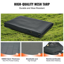 Dump Truck Mesh Tarp 7x14FT Heavy Duty PVC Black Cover w/ 5.5" Pocket Grommets