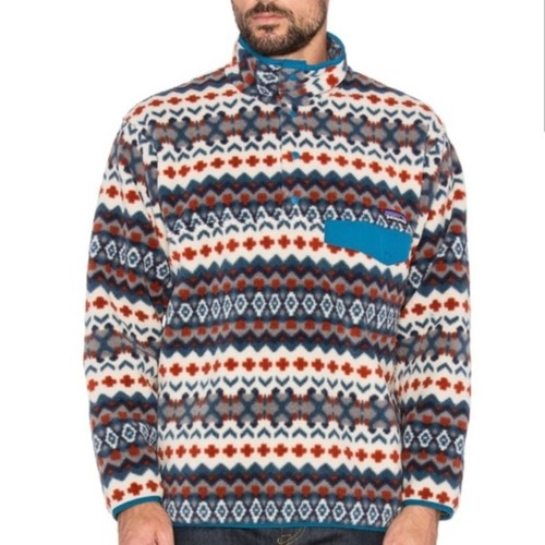 Patagonia Synchilla Snap-T Pullover Pattern-Cliff: Underwater Blue Aztec Men's S