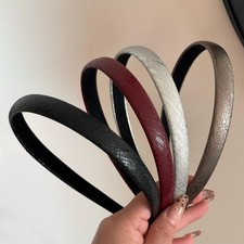 4 Pack Skinny Leather Headbands for Women, Non Slip Thin Hard Hair Bands, Shi...