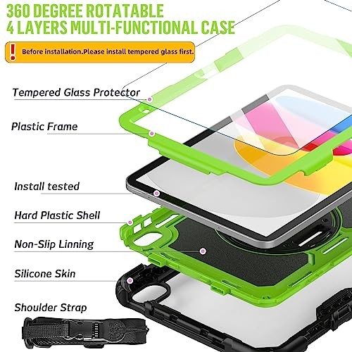 Case for iPad A16 11th/10th Generation Case for iPad 10th Gen 10.9" Green - Bild 3 von 7