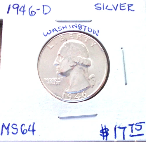 1946 DENVER SILVER WASHINGTON QUARTER IN UNCIRCULATED MINT STATE CONDITION