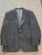 Stafford Harris Tweed Scottish Wool Blazer Mens 42 Herringbone Jacket Sport Coat