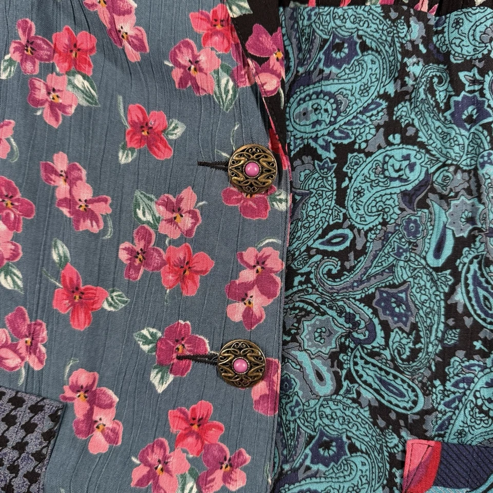 Chaqueta Blazer Vintage Patchwork Talla 10 Acolchada Recortada Floral Paisley Cottagecore Foto 3 de 4
