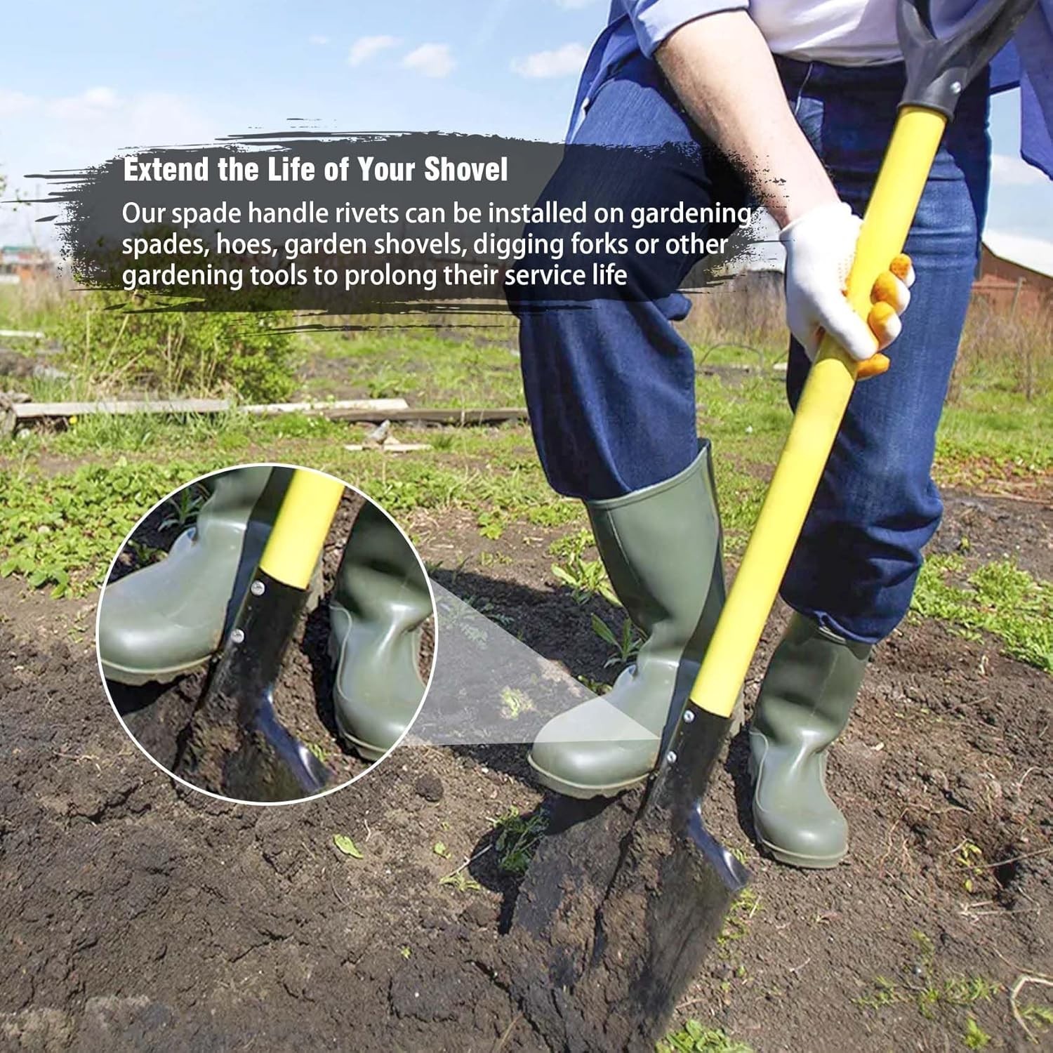 JINGIHE 10 PCS Rivets for Spade Handle, Solid Rivet Tool, Round Head... 