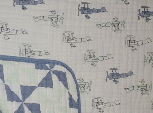 Aden + Anais Dream Baby Blanket Blue White Airplane Propeller Muslin 4 Layer - Picture 2 of 5