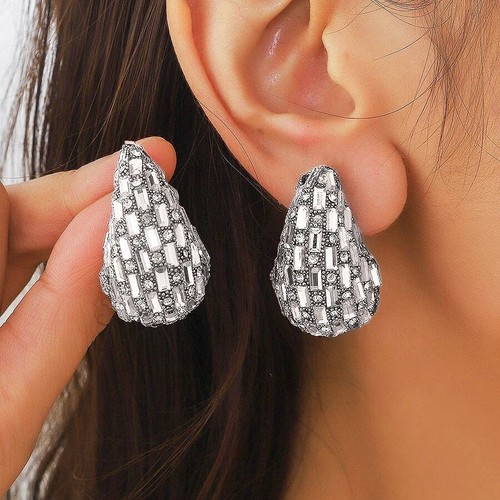 Pendientes de cristal con gota de agua de plata - Imagen 2 de 5