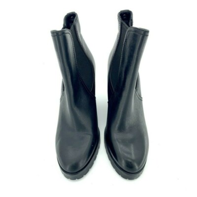 MICHAEL KORS Thea Wedge Ankle Boots Black Leather Pull On SZ SH32