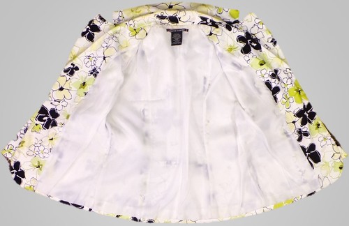 PIERRE CARDIN size 10 green/white/black floral 3/4-sleeve blazer cotton/spandex - Picture 12 of 14