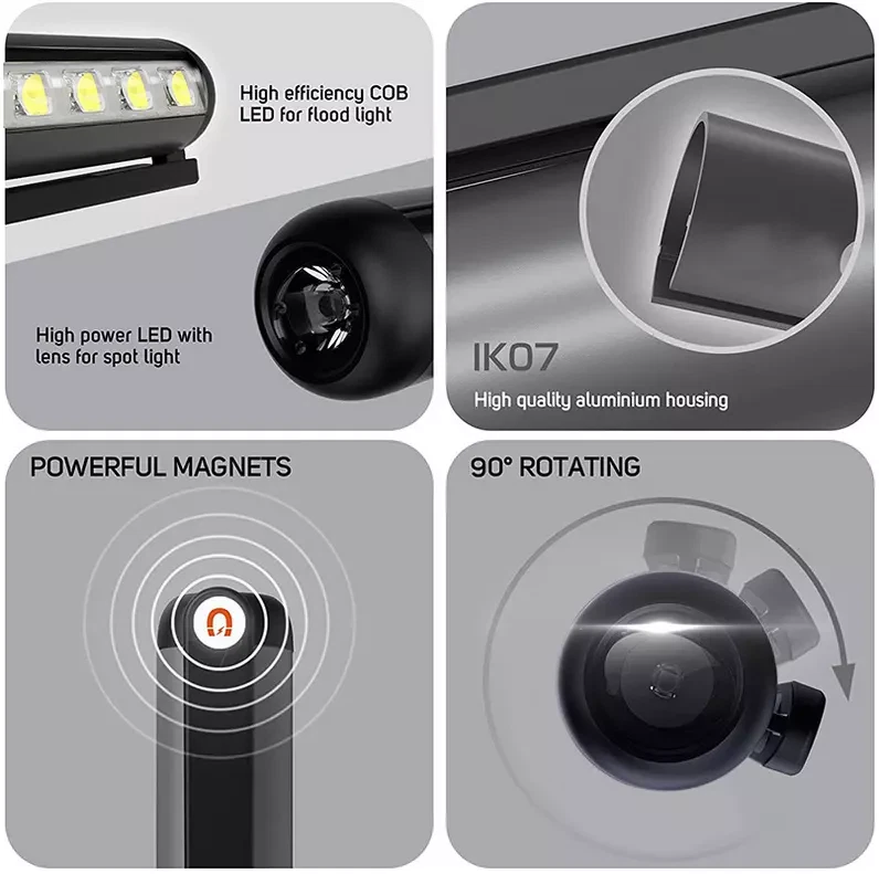 300Lumens Magnetic Penlight Mini LED Flashlight Torch Work Light Lamp Waterproof - Image 4 of 4
