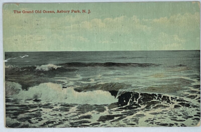 Asbury Park New Jersey The Grand Ocean NJ Beach waves sea view 1911 POSTED