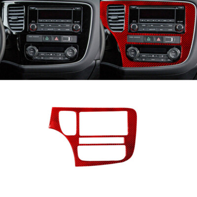 Red Carbon Fiber Climate Control Console Surround For Mitsubishi Outlander 14-16