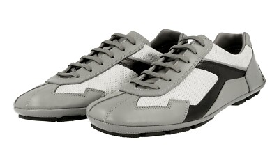 prada archive monte-calro kahki×grey AUTH PRADA MONTE CARLO SNEAKERS SHOES 4E2791 GREY LEATHER US