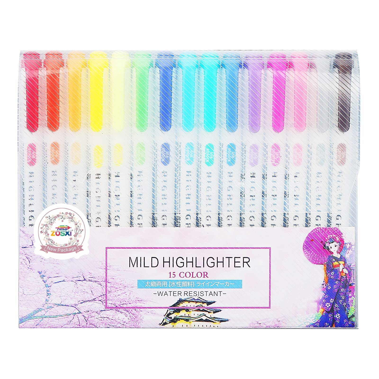 Highlighters Double Ended Mild 15 color Highlighters Fluorescent Marker pen f...-image
