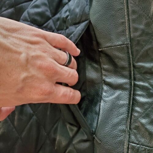 Vintage 90s Winchester Rifles Black Leather Aviator Flyboy Bomber Jacket XL - Picture 6 of 7
