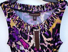 Dana Buchman Misses Faux Animal Print Open Work Collar Jersey Knit Shift Dress
