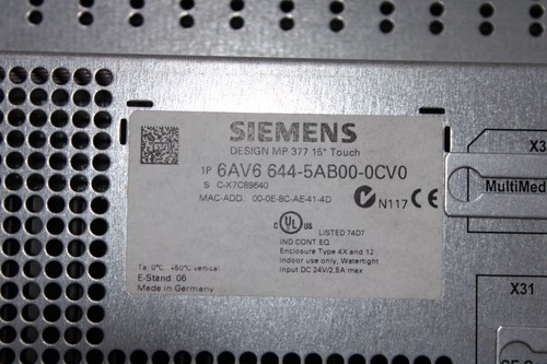 Siemens 6AV6644-5AB00-0CV0 DESIGN MP 377 15" TOUCH CUSTOMER SPECIFIC (SCHMID) - Picture 6 of 6