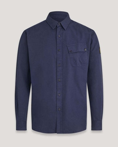 Chemise homme Belstaff Pitch XL bleu marine profond poche poitrine prix de prix de vente 130 £ - Photo 1/4