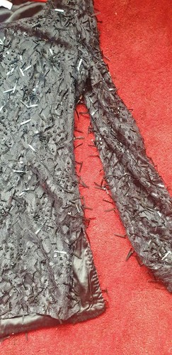 Vintage look with tags black lace, bead & sequin flare top tunic UK 12 Medici - Picture 5 of 10