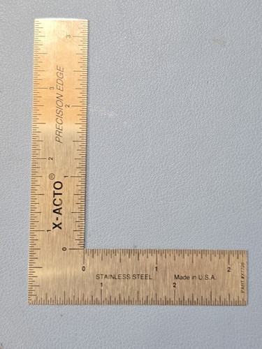 X-ACTO Engineering Right Angle 90 deg Square 3 x 4" Stainless Steel Rule #X7726