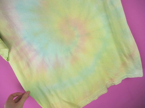 VINTAGE Tie-Dye Pastel Pink Cotton Womens 90s 2000s T-Shirt Tee Top Small 10 12 - Picture 5 of 12