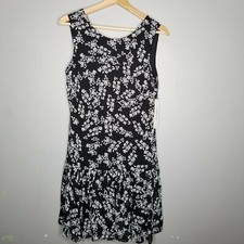 CALVIN KLEIN Womens Size 8 Black Sleeveless Tea- Sheath Dress Ruffle Back Zip